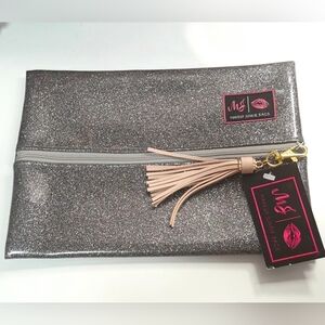 Makeup JUNKIE Grey Glitter Layflag Bag- Medium